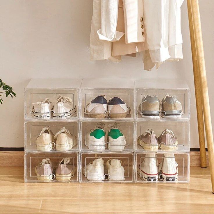 Shoe Organizer with Clear Boxes