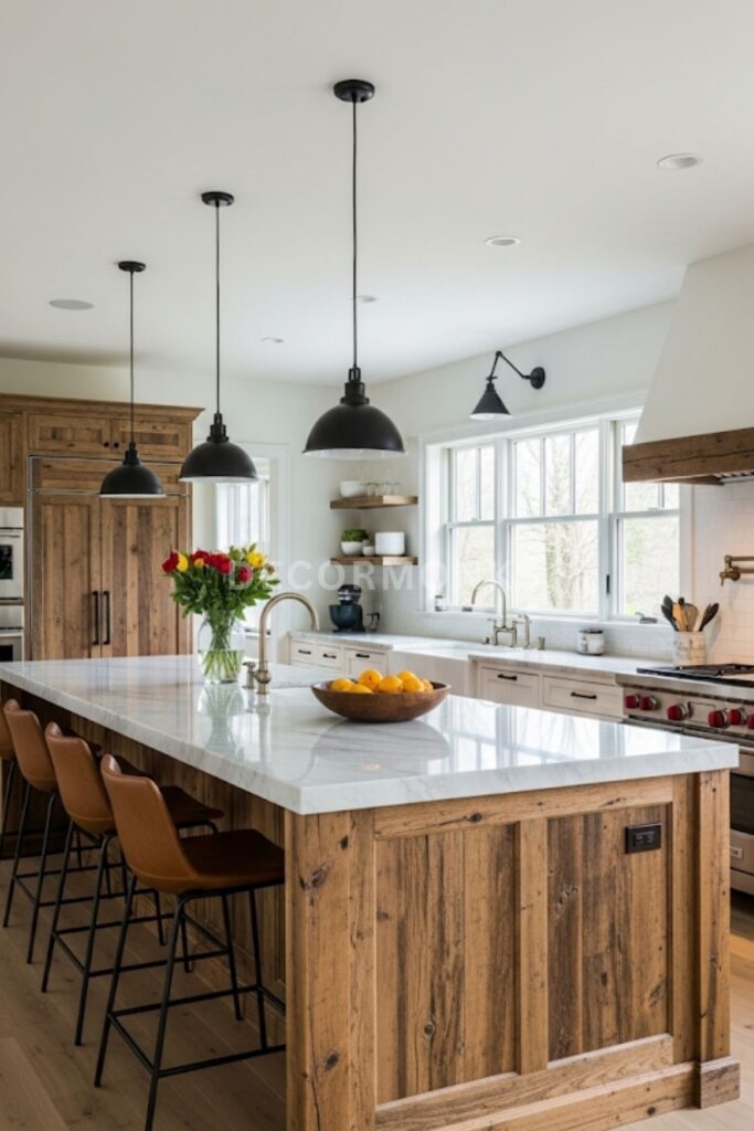 spacious rustic modern kitchen