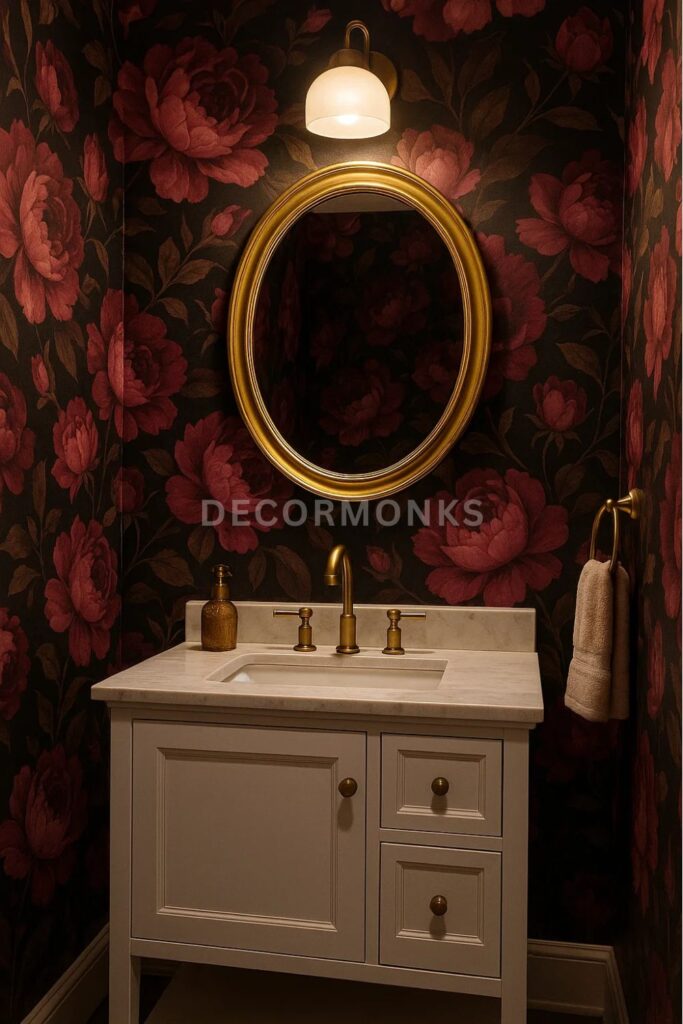Beautiful Floral themed wallpaper for bathroom