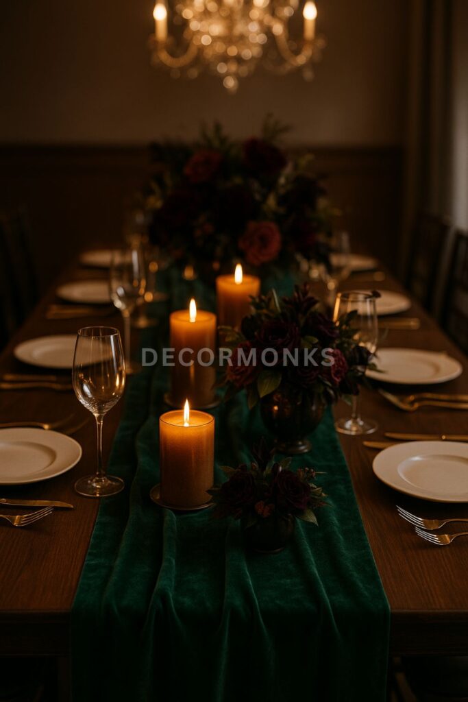 Dining setup with emerald