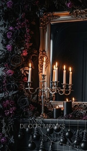Gothic inspired mantel for Christmas