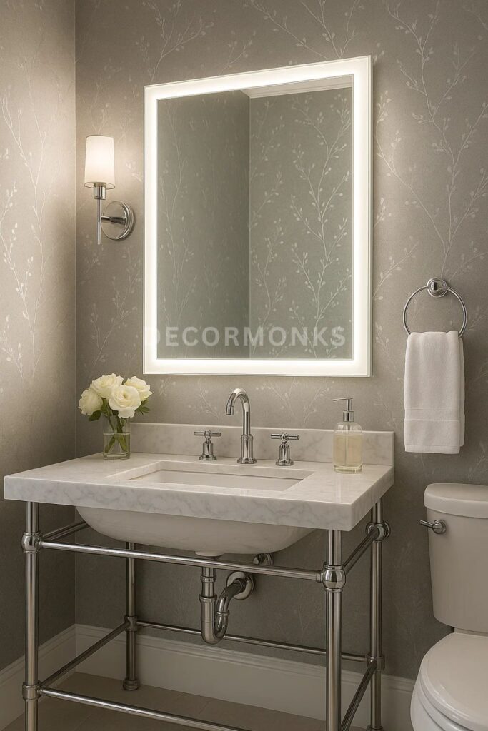 Metallic Accents wallpaer theme for bathroom