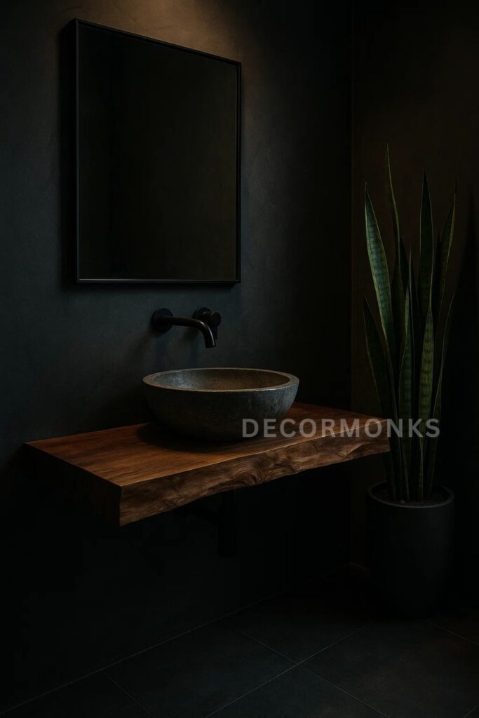 Moody bathroom design with Natural Elements