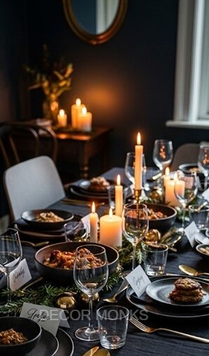 Moody table setting for Christmas