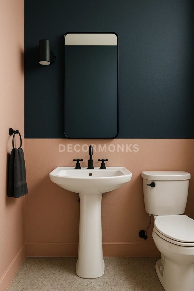 Two Toned Blush Pink Bathroom