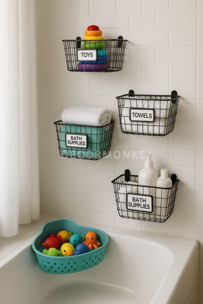 kid’s bathroom organized