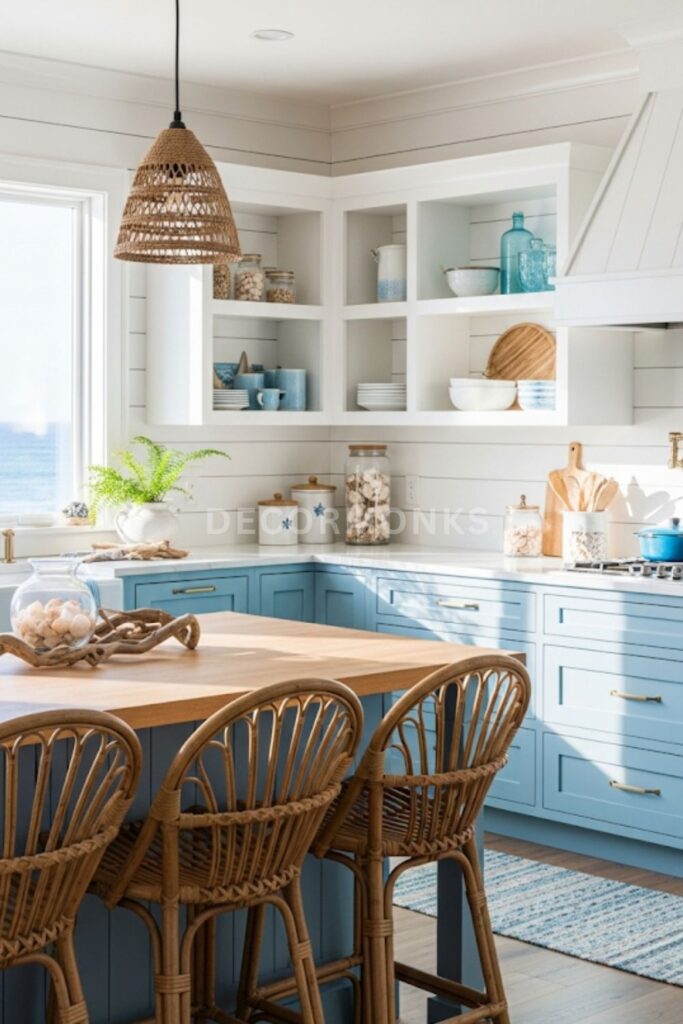 Coastal-Inspired Light Blue kitchen