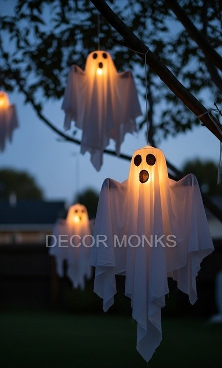 Floating ghost lanterns for Halloween