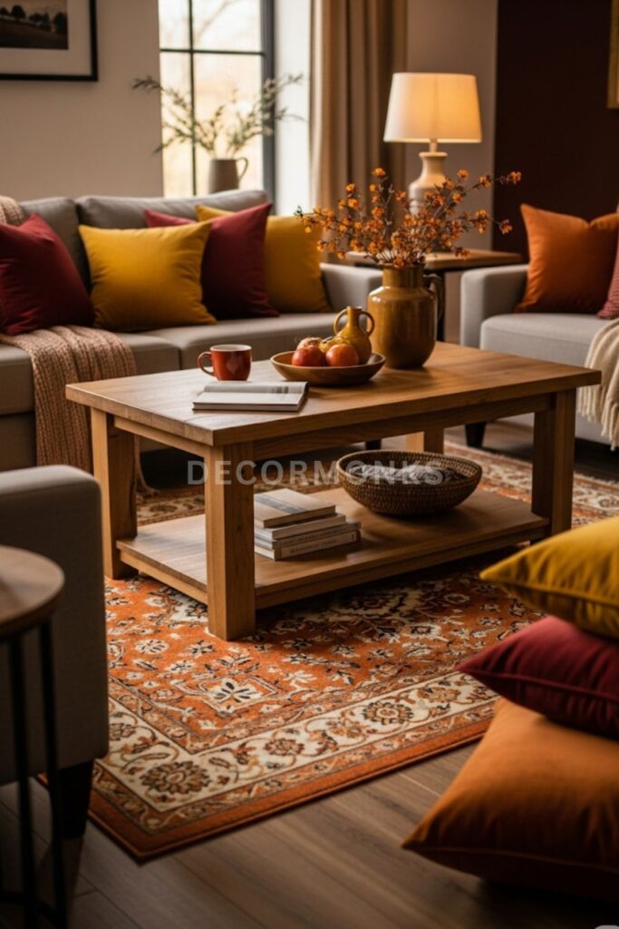 Floor and Table Rugs with Fall Tones