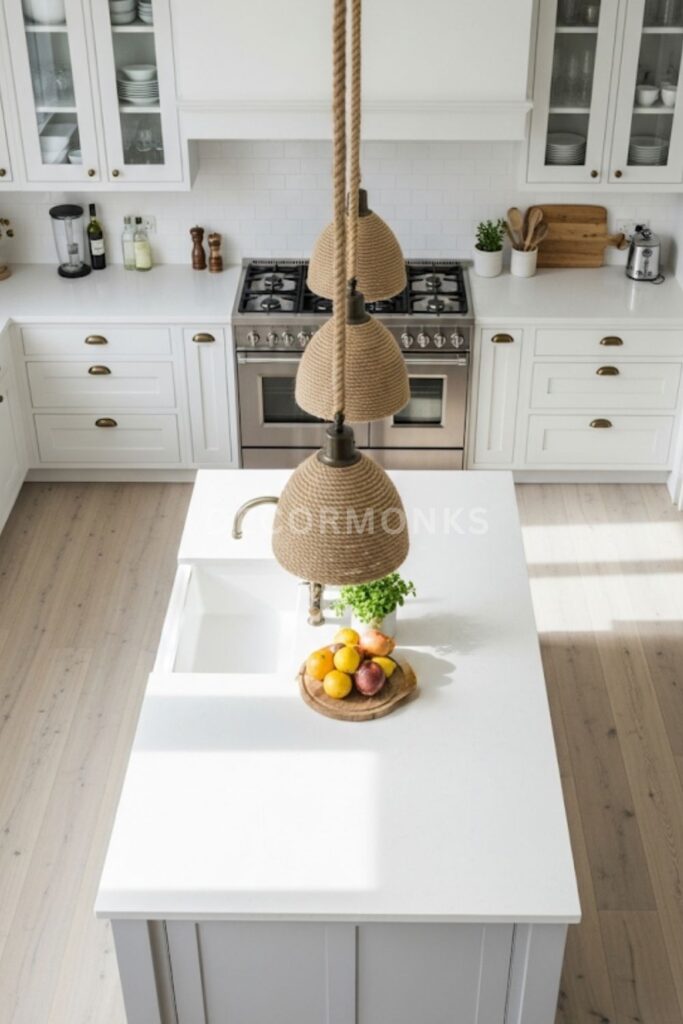 Overhead view of a kitchen island