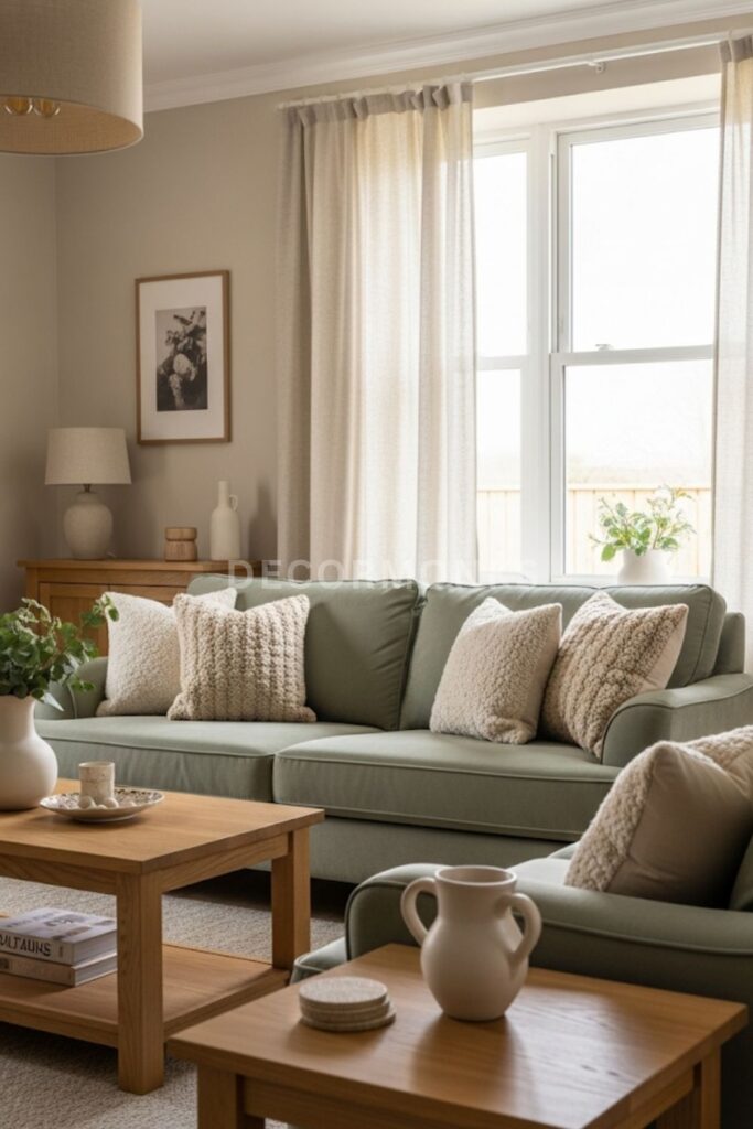 Warm Neutral Contrast with Beige & Wood Elements